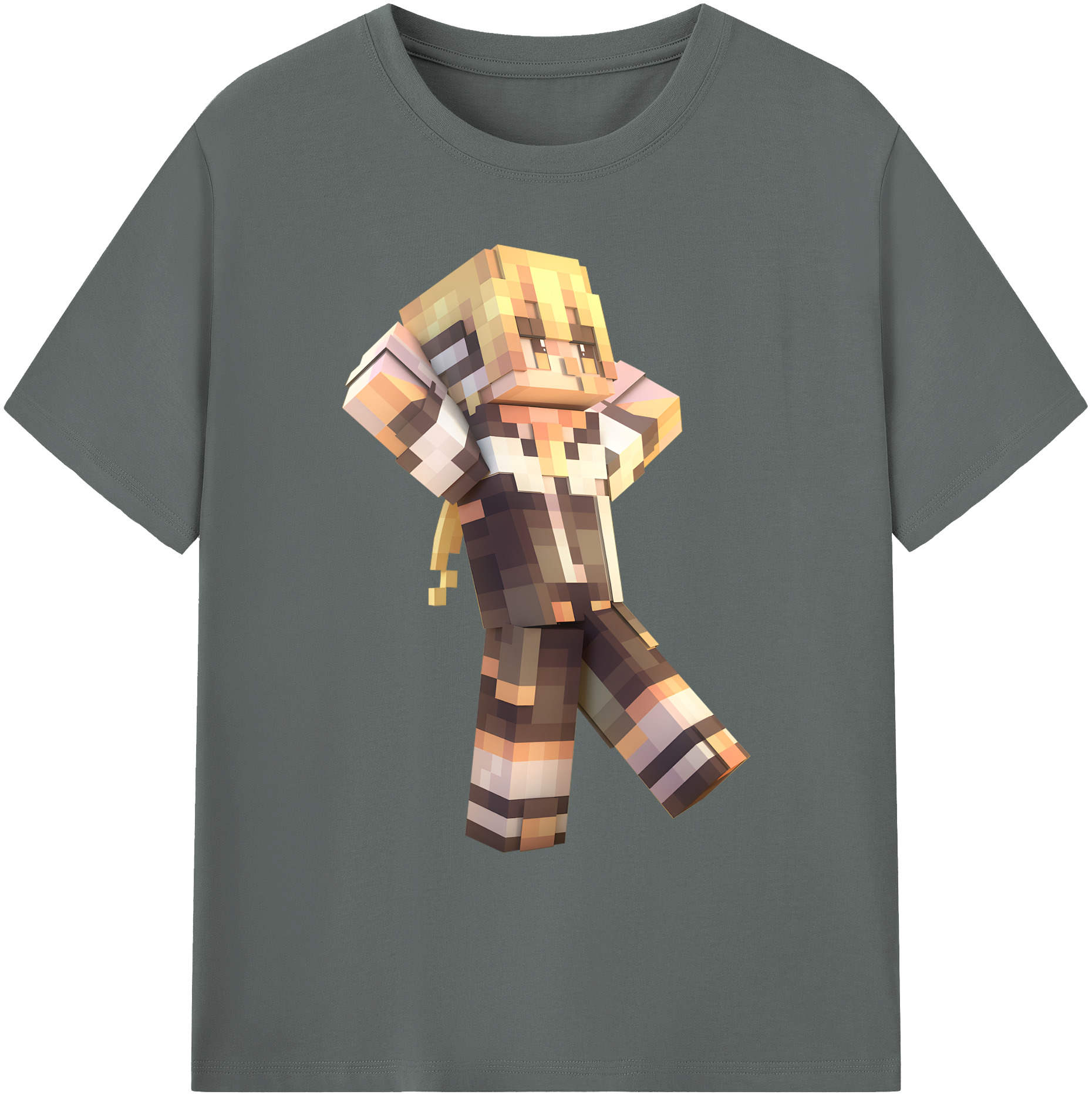（画像用） マインクラフト ブロックの世界 Minecraft MC Block world 綿100％ メンズ半袖Tシャツ｜肌触りやわらか＆通気性